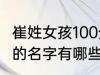 崔姓女孩100分的名字 崔姓女孩100分的名字有哪些