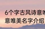 6个字古风诗意唯美名字 6个字古风诗意唯美名字介绍