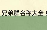 兄弟群名称大全 好听霸道兄弟群名称